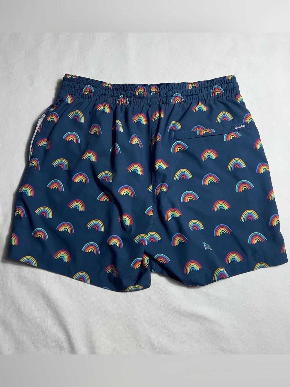 Chubbies Rainbow Roads Swim Trunks Mens Medium Navy 5.5” Inseam Mesh Lined